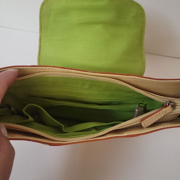 Hype Leather Yellow Red Seams Y2K Tote/Shoulder Purse - Picture 11 of 13